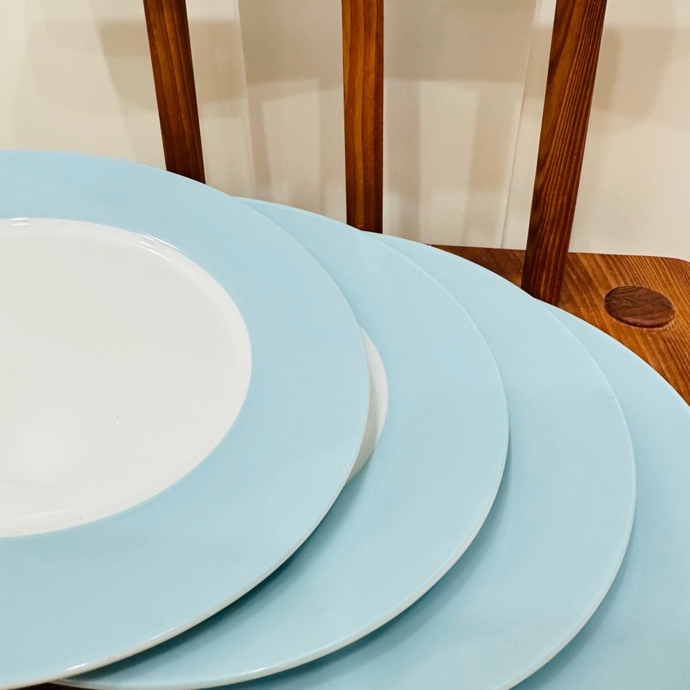 Set of 4 IKEA 365 Susan Pryke Blue Turquoise Salad Bread Dessert Plate